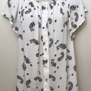 Loft large white button front blouse